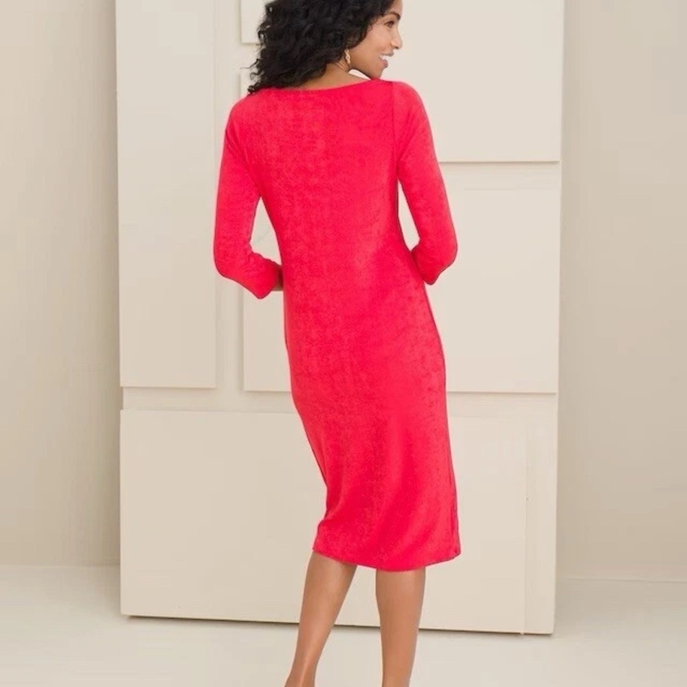 Chico's Vibrant Red Long Sleeve split shoulder size 3 = US XL NWT
